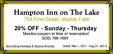 Hampton Inn on the Lake in Marble Falls Discout Coupon from Lakes and Hills.com