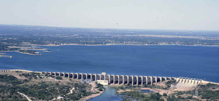 View of Buchanan Dam and Lake Buchanan